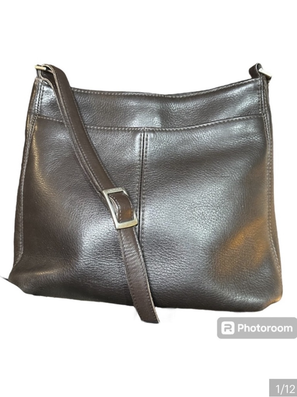 Authentic Vintage Coach Hudson shoulder bag pebbled leather w/striped fabric